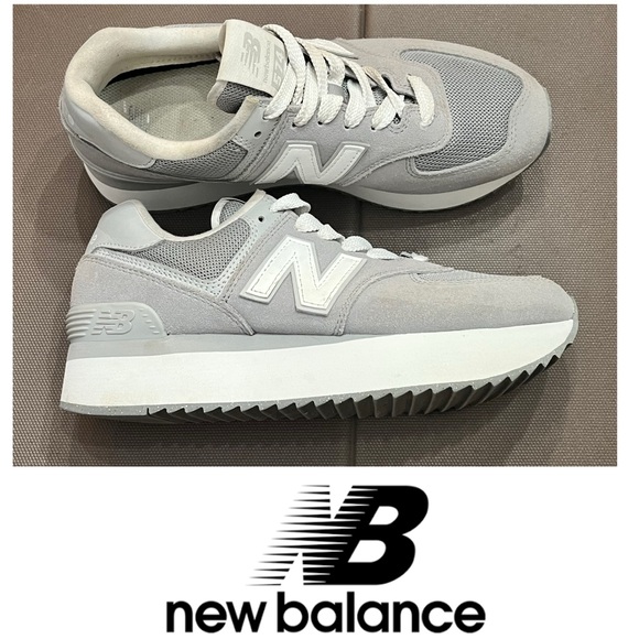 New Balance Women's Gray 574 Platform Sneaker Chunky Casual Suede size 10 - Picture 1 of 9
